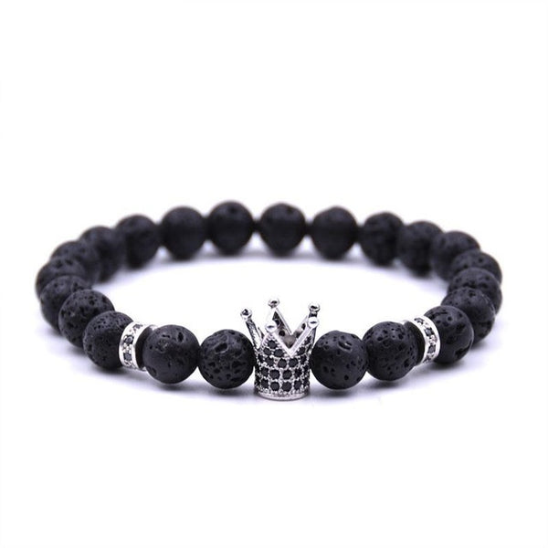 Lava Stone crown charm bracelet