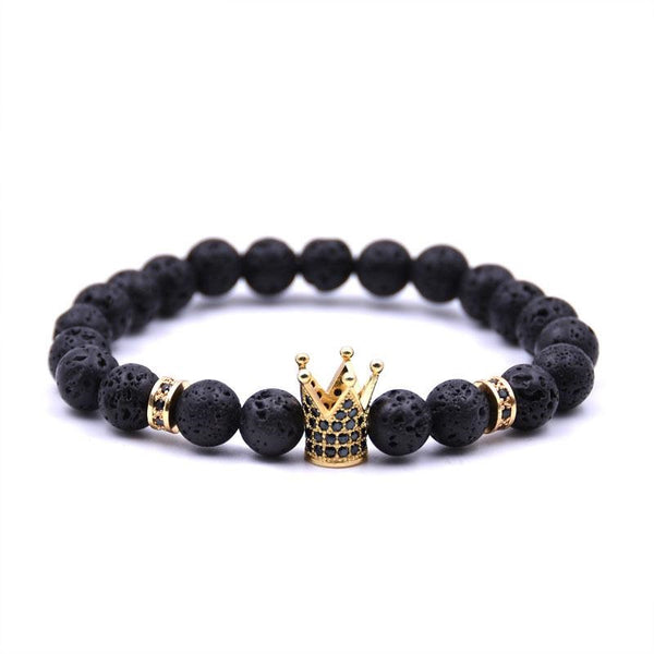 lava stone crown charm bracelet 