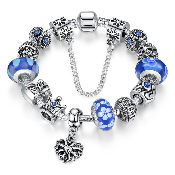 ELLA CLASSIC Blue Silver Charm Bracelet