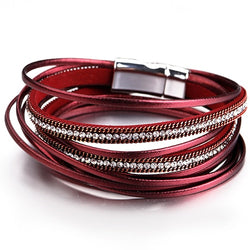 KADY CLASSIC Red Layered Leather Bracelet