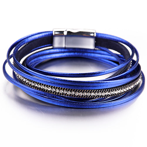 KADY CLASSIC Layered Leather Bracelet - Blue