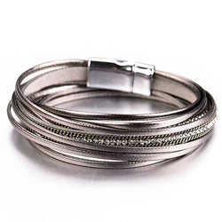 KADY CLASSIC Gray Layered Leather Bracelet